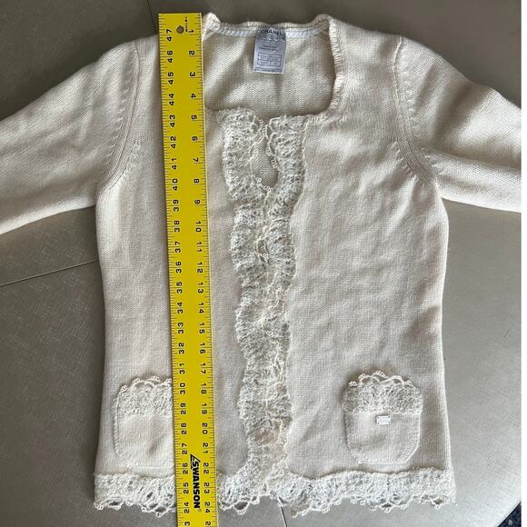 2006 Chanel Knit Cashmere Lace Cream Cardigan - Picture 11 of 15